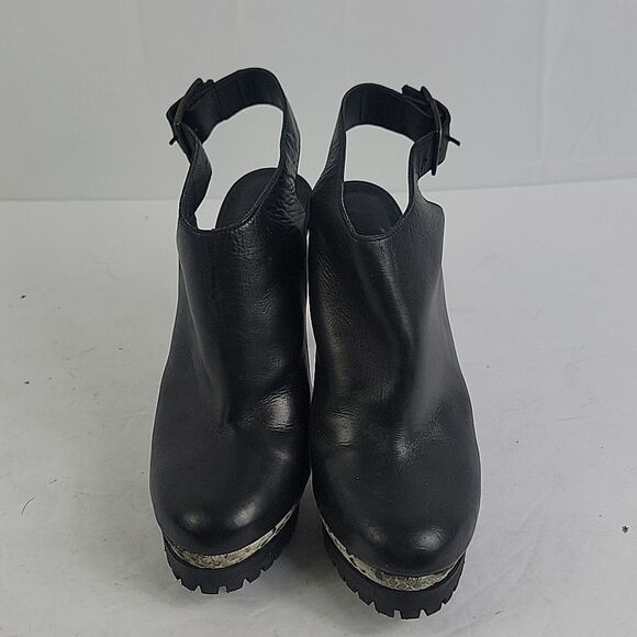 AllSaints Sarris Black White Snakeprint Platform Slingback Booties - Picture 5 of 11